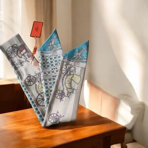 Fashion Blue and White Carriage Print Scarf